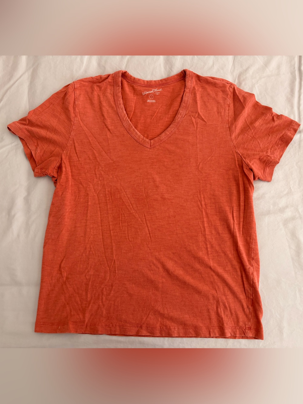 Universal Thread Short Sleeve V-Neck Tee in Coral Orange